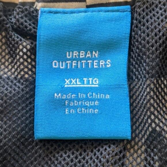 Urban Outfitters XXL Black & Cream Block Pattern Swim Trunks with Nesh Liner - Picture 4 of 6